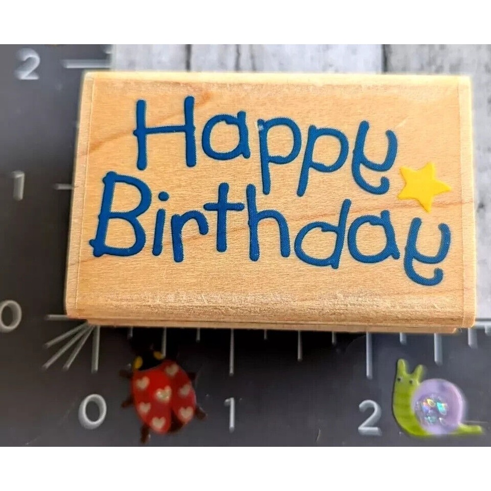 Stampabilities Happy Birthday ER1007 2000 Rubber Stamp Wood #E52